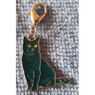 Charm Katze schwarz m. kleinem Karabinerhaken