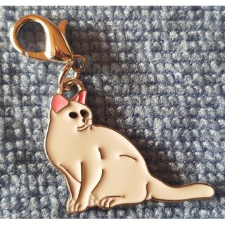 Charm Katze weiss m. kleinem Karabinerhaken