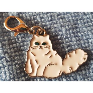  Charm Katze Perser  m. kleinem Karabinerhaken