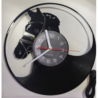 Wanduhr Pferd Schallplatte m. Beleuchtung