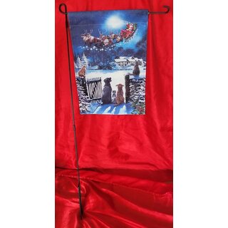 Gartenflagge Hunde, Katzen, Weihnachtsschlitten (m. u. o....