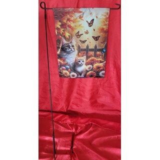 Katze m. Kitten im Herbst  (m. u. o. Fahnenmast)