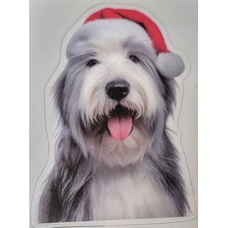 Bobtail-Aufkleber Weihnachten klein